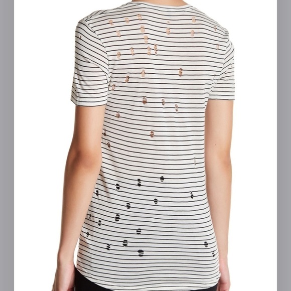 JOE’S Gilles Silk Blend V Neck Striped Tee Small - Picture 2 of 8